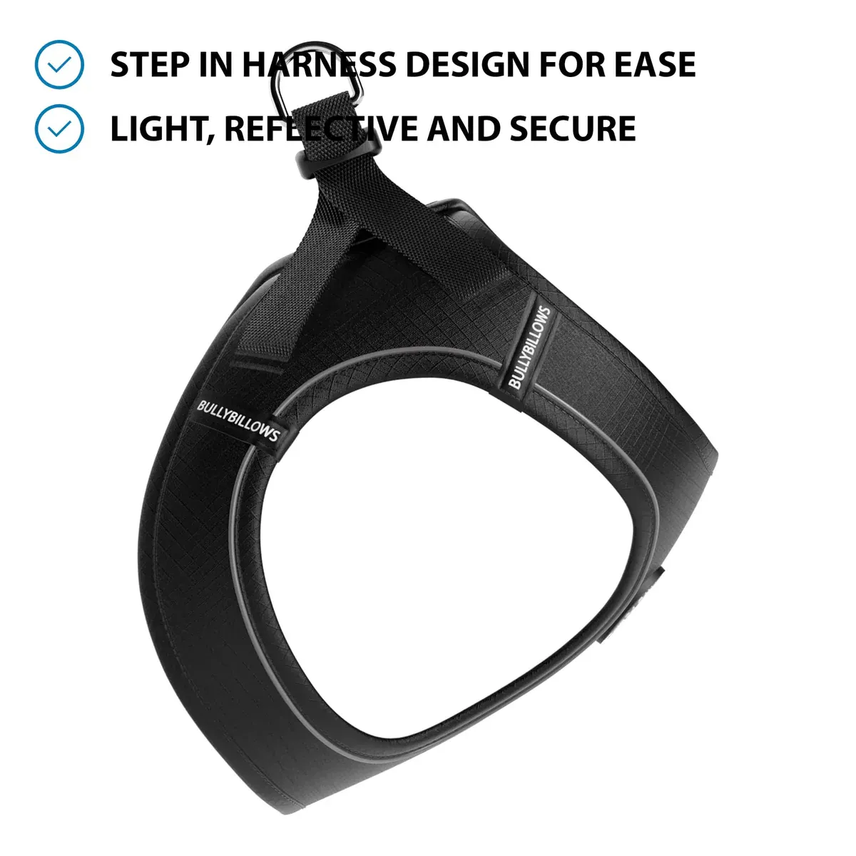 BullyBillows Step in Harness - Black - XS 30-33cm