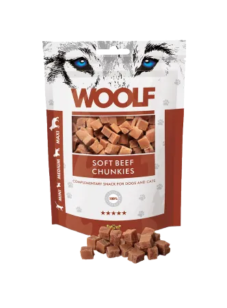 Woolf Soft Beef Chunkies Λιχουδιές Σκύλου με Βοδινό 100gr