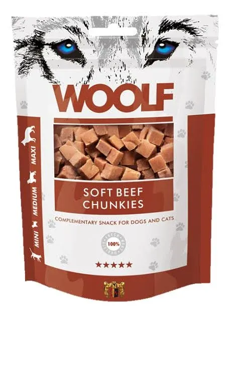 Woolf Snacks Soft Beef Chunkies Λιχουδιές Σκύλου με Βοδινό 100gr