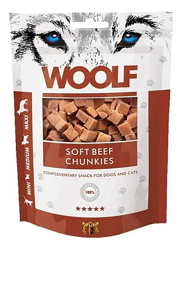 Woolf Snacks Soft Beef Chunkies Λιχουδιές Σκύλου με Βοδινό 100gr