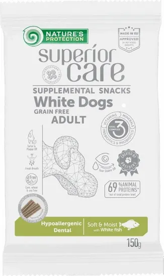 Nature's Protection Superior Care White Dogs Grain Free Adult Hypoallergenic Dental with White Fish 150gr