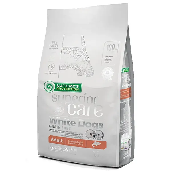 Nature’s Protection Superior Care White Dogs Grain Free Adult Small & Mini Σολομός 1,5kg