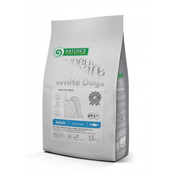 Nature’s Protection Superior Care White Dogs Grain Free Adult Small & Mini Herring με Ρέγγα 1,5kg